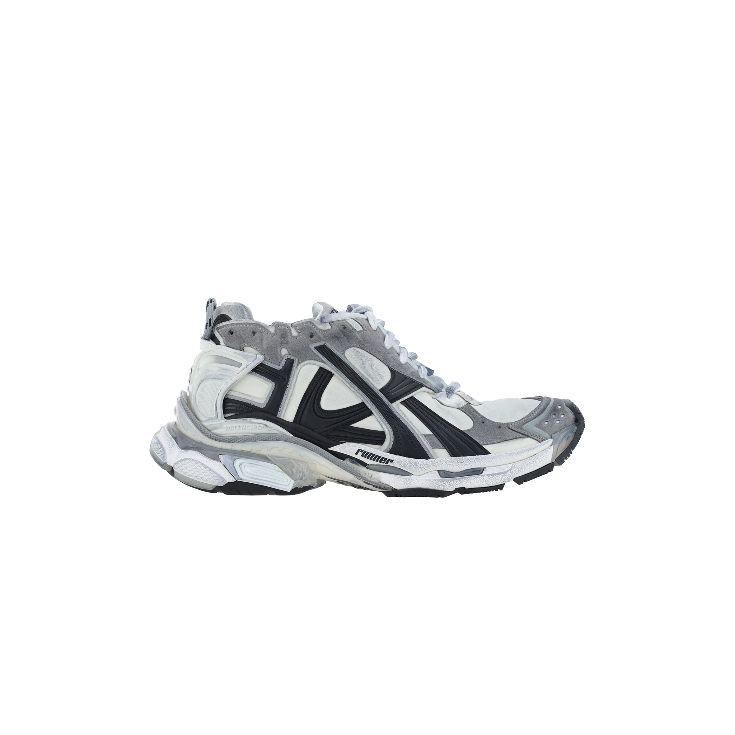 BALENCIAGA RUNNER SNEAKER WORN OUT GREY WHITE BLACK 772774W3RNY9012